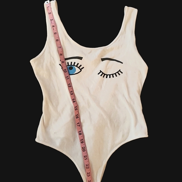 Fashion Nova Large Eyes Wide Shut White Bodysuit - Picture 5 of 8